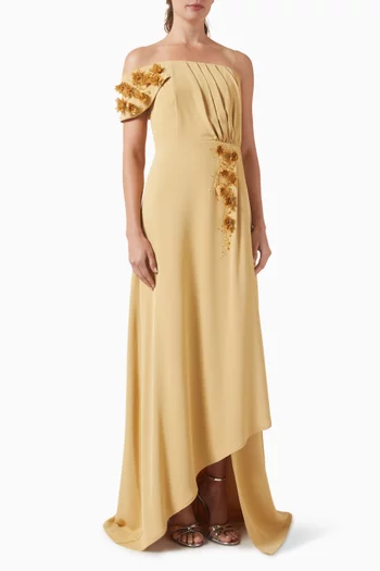 Off-shoulder Gown in Crepe