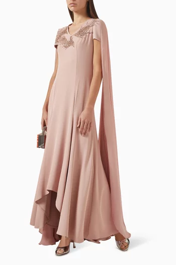 Sequin-embellished Gown in Crepe & Chiffon