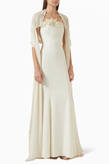 Embellished Dress in Crepe & Chiffon