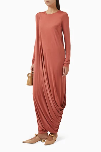 Draped Column Knit Maxi Dress