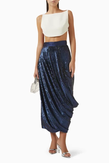Paillet Draped Maxi Skirt