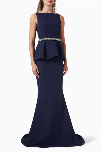 Carter Peplum Gown in Crepe