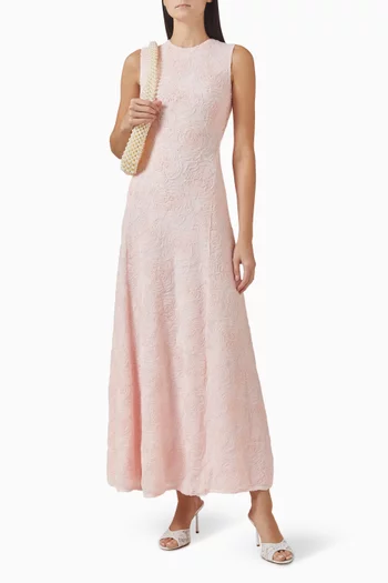 Floral-embroidered Dress in Mesh