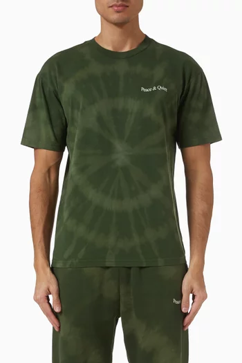 تي شيرت بشعار الماركة الشهير وصباغة العقد والربط قطن