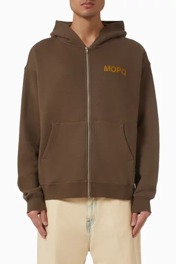 كنزة بغطاء رأس كاستيلي بسحّاب قطن