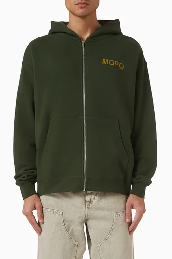 كنزة بغطاء رأس كاستيلي بسحّاب قطن