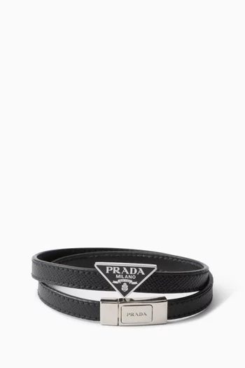 Logo Bracelet in Saffiano Leather