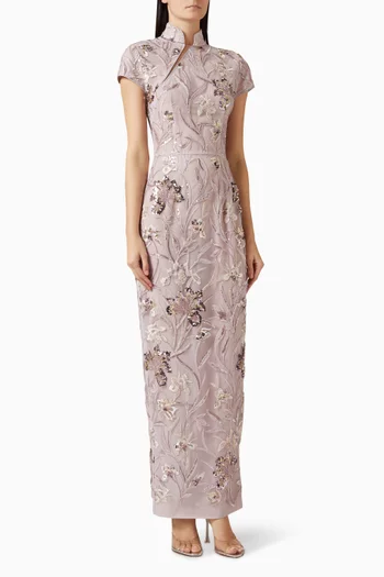 فستان سيرافين مزين بتطريزات قماش شبكي