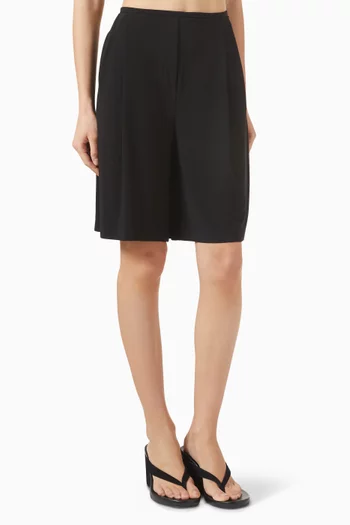 Pleat Bermuda Shorts in Poly Lycra