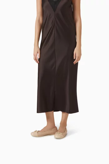 حذاء باليرينا بكعب مسطح جلد ناعم