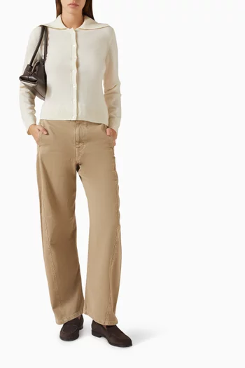 كارديغان بياقة عريضة