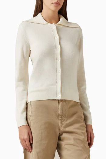 كارديغان بياقة عريضة