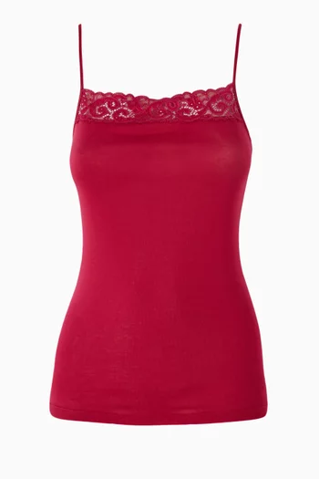 بلوزة بحمالات كتف رفيعة قطن ممرسر