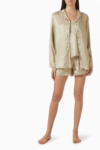 قميص بيجاما بنقشة مخططة