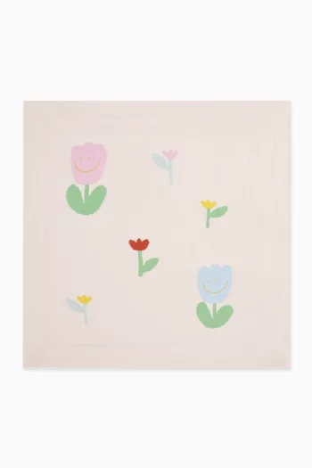 بطانية قطن منسوجة بزهور توليب 