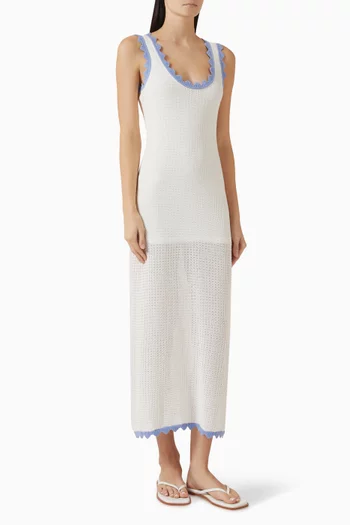 فستان راي منسوج بتفاصيل بلون مغاير