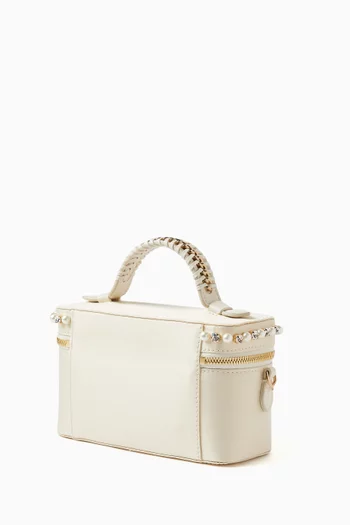 Falabella vanity Case in Eco Satin with Studded Pearls & Crystals