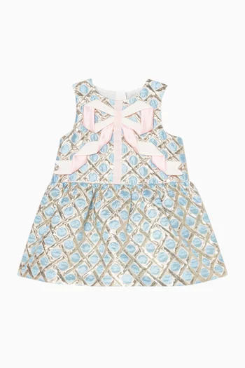 طقم فستان بتصميم أوريغامي على شكل جرس مزين بأشرطة وسروال تحتي