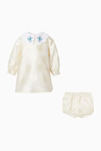 طقم فستان قصير بأكمام طويلة وسروال تحتي