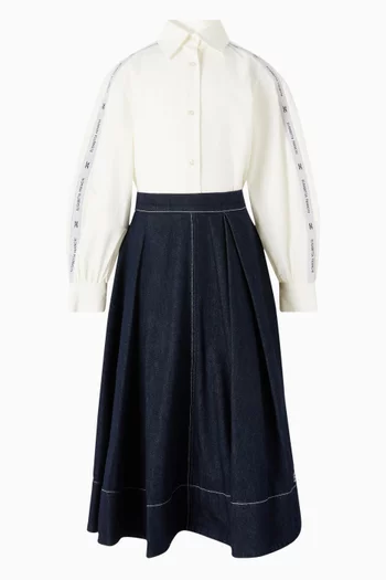 Flared Midi Skirt in Denim