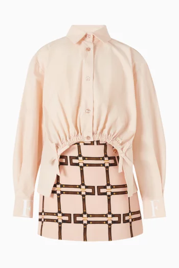 Logo-Sleeve Shirt in Cotton Poplin