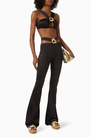 Gwyneth High-waisted Flared Pants in Satin