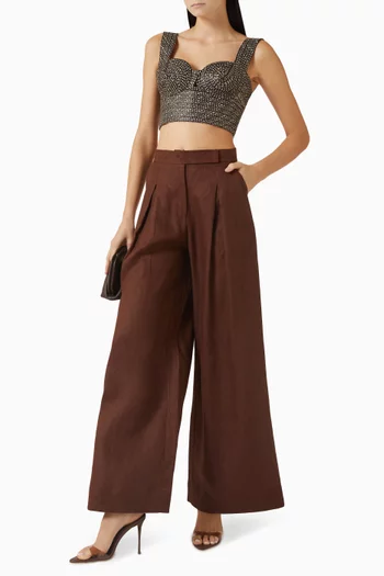 Woven Straw-effect Crop Top