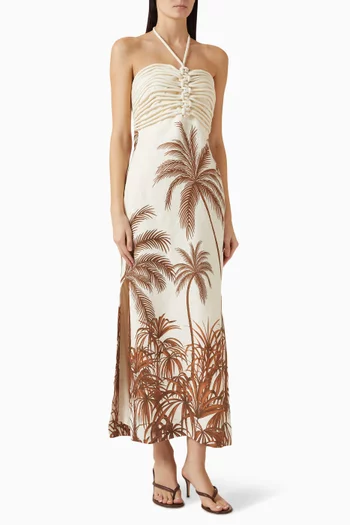 Mezcalitos Printed Maxi Dress in Linen
