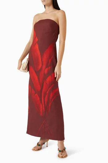 Costera Printed Maxi Dress in Linen