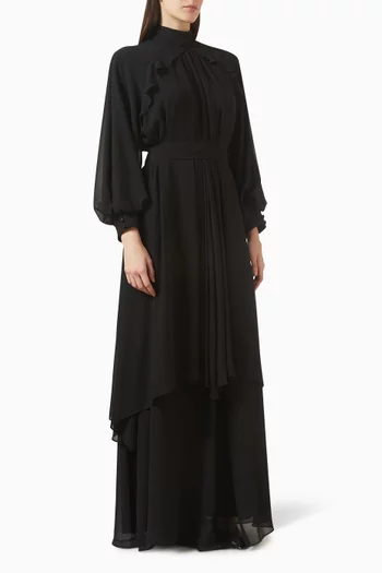 فستان كوني بكشكش شيفون