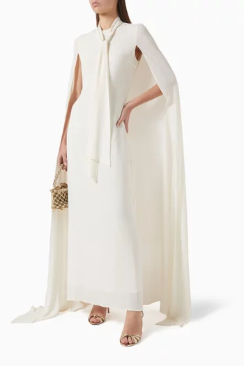 Tie-up Neck Cape Dress