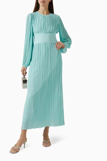 Detachable Belt Pleated Maxi Dress