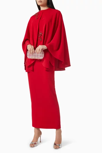 طقم فستان وكاب مطرز بالخرز