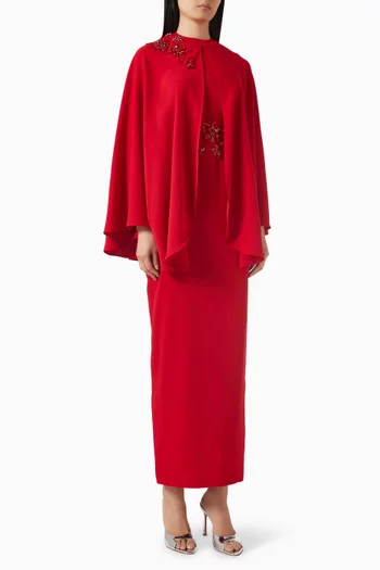 طقم فستان وكاب مطرز بالخرز