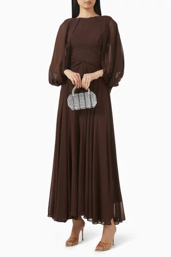 Embellished Drape Dress in Chiffon