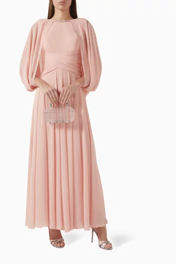 Embellished Drape Dress in Chiffon