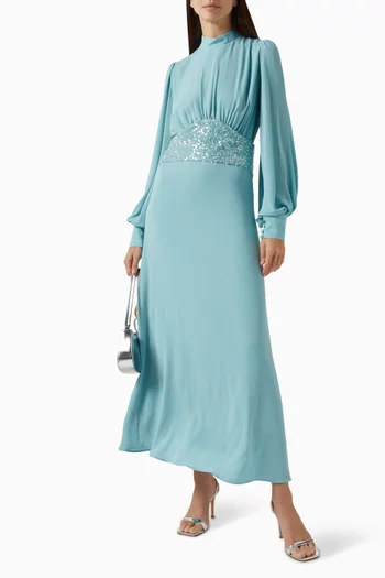 Sequinned Belt Maxi Dress