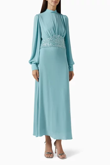 Sequinned Belt Maxi Dress