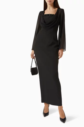 Embroidered Maxi Dress in Chiffon