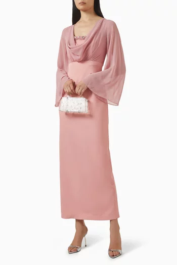 فستان طويل مطرز شيفون