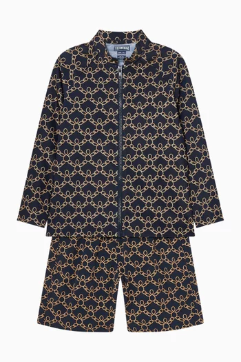 شورت سباحة بنقشة سلاسل بشكل سلاحف