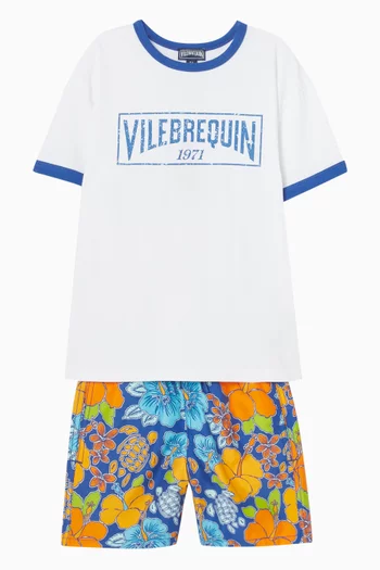 شورت سباحة بنقشة سلاحف استوائية