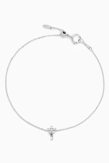 سوار مزين بنجمة ومرصع بماس بافيه ذهب ‏أبيض عيار 18