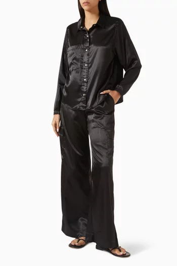 قميص بقصة فضفاضة ستان