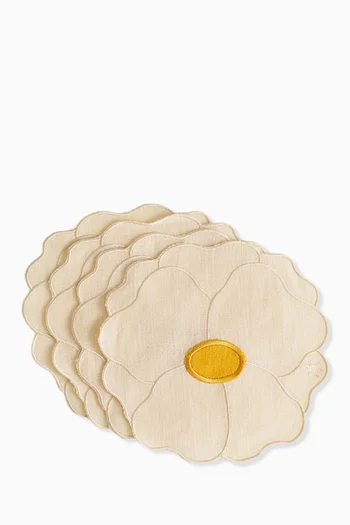 طقم مناديل بنقشة ورد بري، 4 قطع