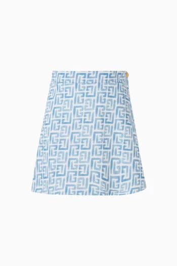 Monogram Mini Skirt in Cotton
