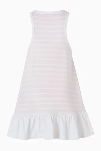 Logo Striped Dress in Cotton