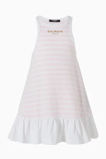 Logo Striped Dress in Cotton