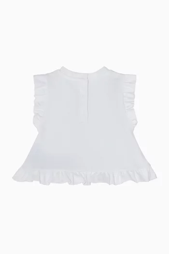 Logo Ruffle T-shirt in Cotton