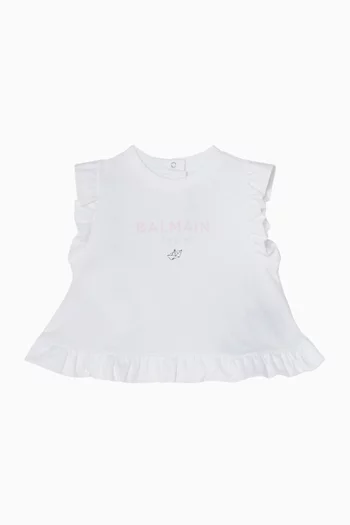 Logo Ruffle T-shirt in Cotton